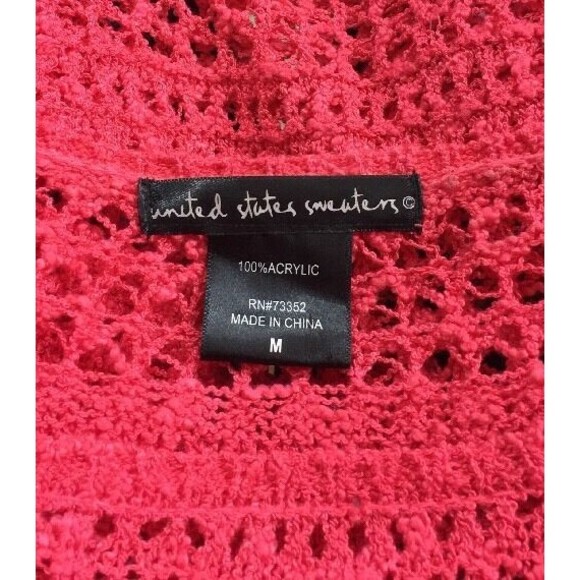 United States Sweaters Medium Coral Colored Open Knit Crochet Layering Sweater - Picture 11 of 12